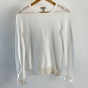 LOFT White Textured Knit Top Size M